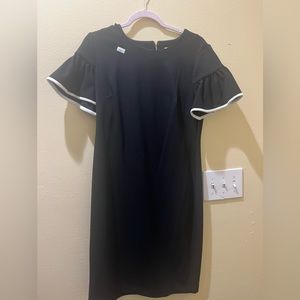 Black Calvin Dress White Trim